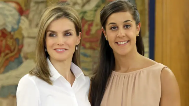 LA REINA DE ESPAÑA LETIZIA CON LA JUGADORA DE BADMINTON CAROLINA MARIN MARTIN DURANTE UNA AUDIENCIA EN EL PALACIO DE LA ZARZUELA
11/09/2014
MADRID