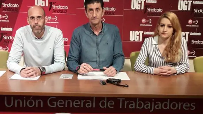 UGT Huelva en una de sus comparecencias p&uacute;blicas