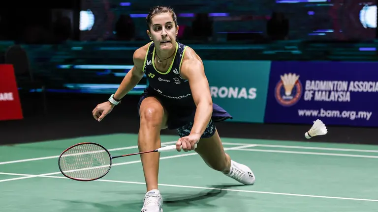 Carolina Marín durante su partido de hoy en Malasia.