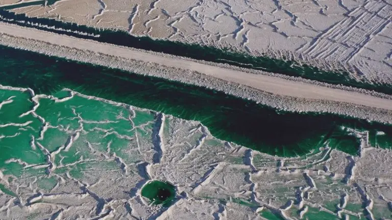 Imagen aérea de zonas estudiadas en los fosfoyesos.