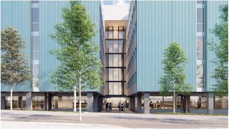 Recreación de la fachada principal del edificio.