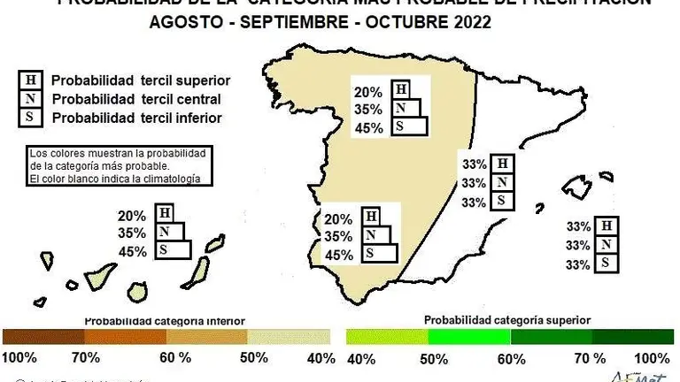 Mapa de anomal&iacute;a en la previsi&oacute;n de precipitaciones.