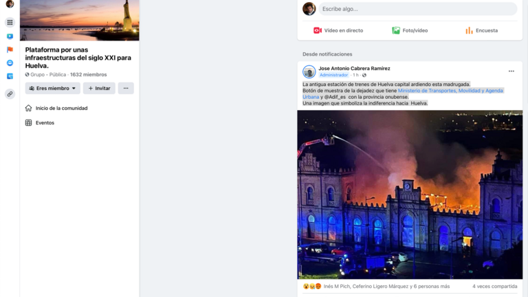 Criticas del perfil social de la Plataforma al Ministerio Ministerio de Transportes, Movilidad y Agenda Urbana y Adif