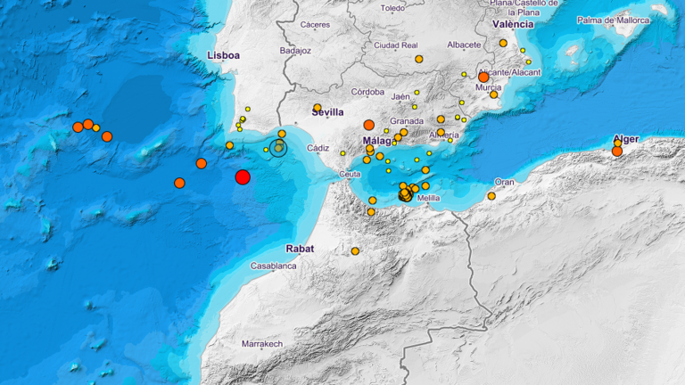 Mapa de sismos registrados en los últimos 10 días en la zona.