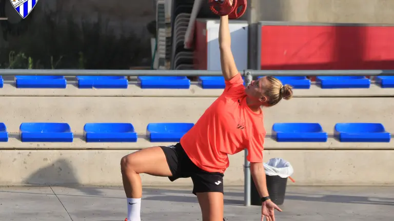 Una sesión de ejercicios del Sporting de Huelva.