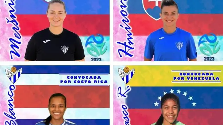 Las cuatro internacionales del Sporting de Huelva.