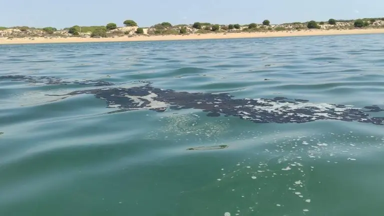 El aceite espeso llegando a la costa. (Mayo Abargues)