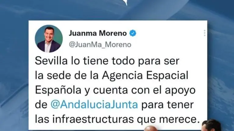 Tuit del gabinete de Moreno apoyando a Sevilla.