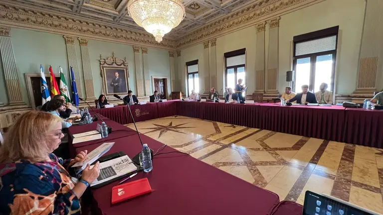 Reunión de la Mesa en el salón de plenos.