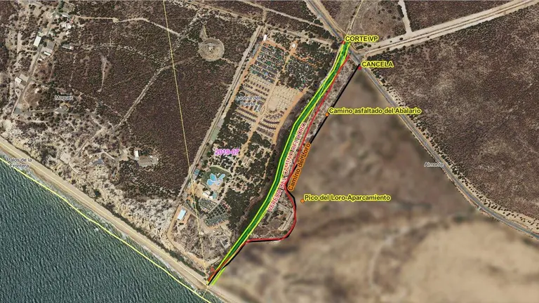 Mapa en el que se observa la zona cortada para el acceso de los senderistas