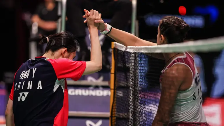 Carolina Marín tras su eliminación.