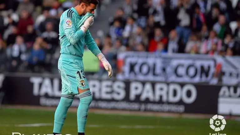 José Antonio Caro tras encajar hoy su primer gol en la presente campaña.