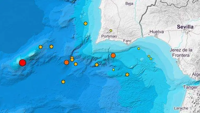 Lugar, en rojo, del último sismo.