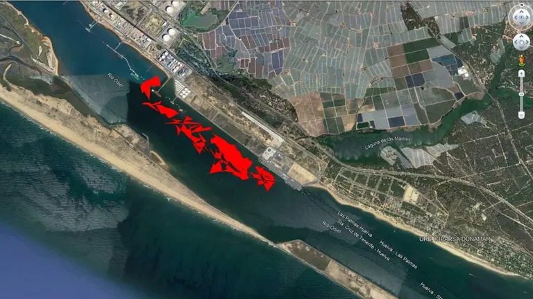 Simulación de la evolución de la mancha provocada por el vertido de 60 toneladas de fuel al mar