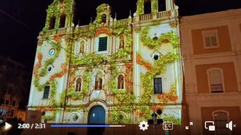 Catedral de la Merced con la prueba del videomapping