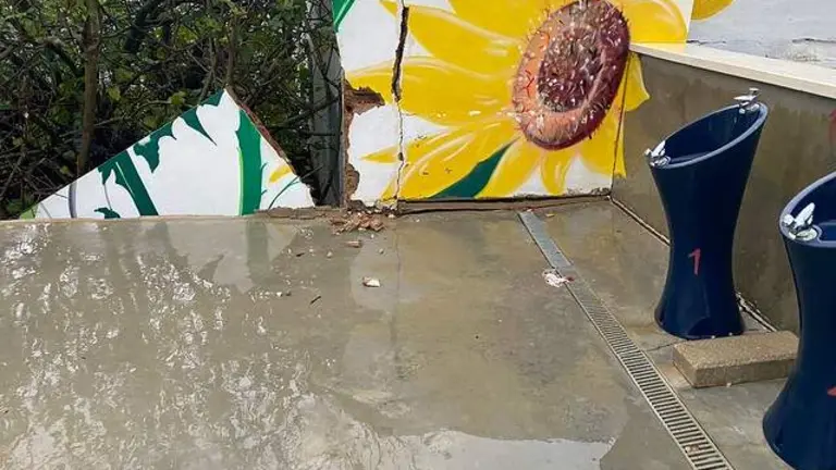 Preocupante estado del muro del Manuel Siurot