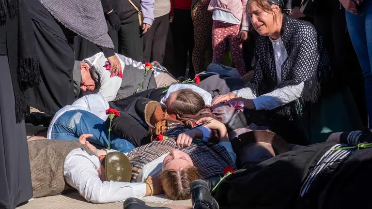 Recreaci&oacute;n de la protesta que acab&oacute; en masacre
