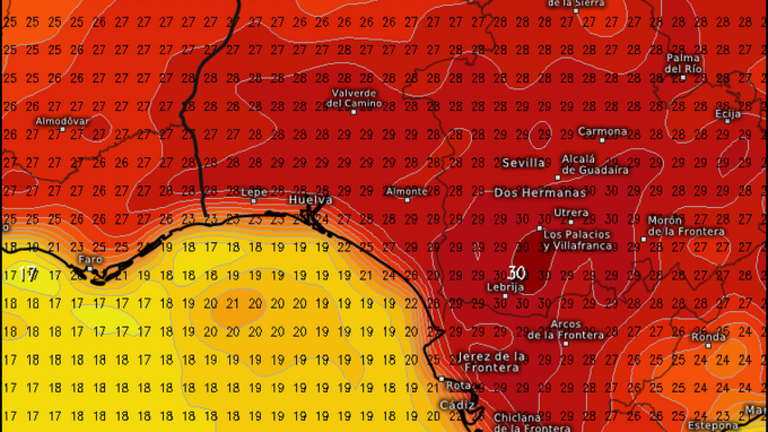Mapa de temperaturas para dentro de 7 días