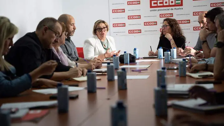 Mónica Rossi, en la reunión  con CCOO