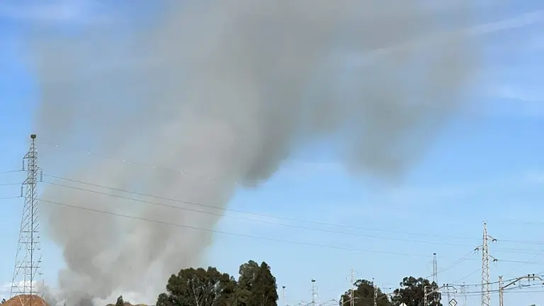 Foto del incendio de biomasa compartida por Paco Romero en facebook