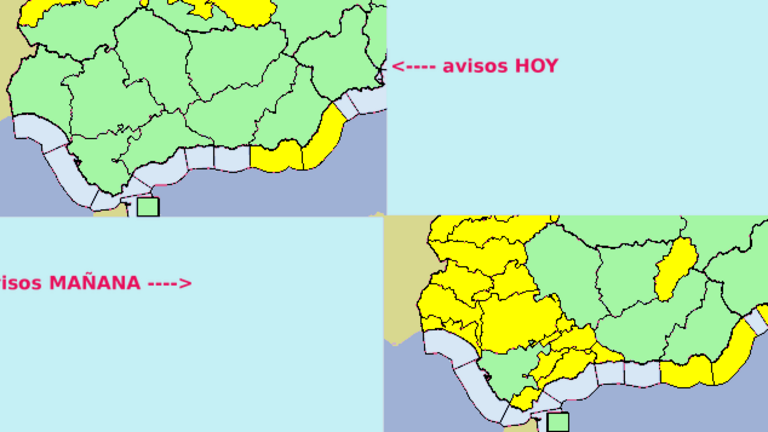 Mapa de avisos para hoy y ma&ntilde;ana s&aacute;bado 27