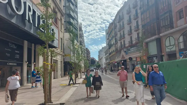 Zona de La Placeta con los árboles recién plantados