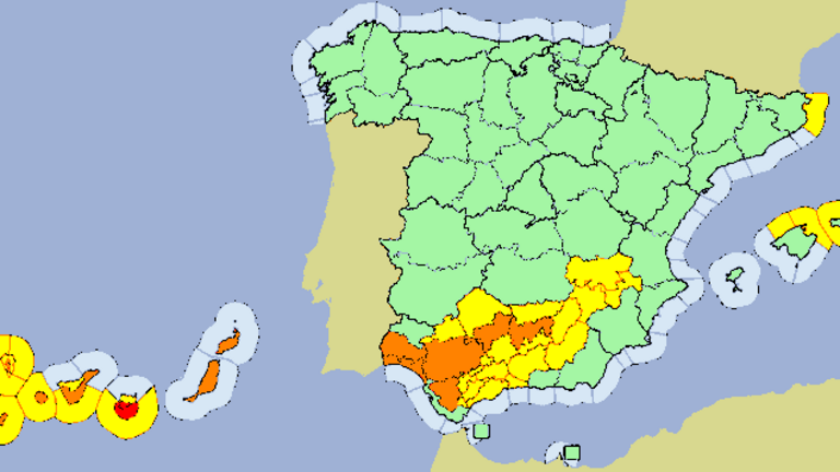 Mapa de avisos para este jueves