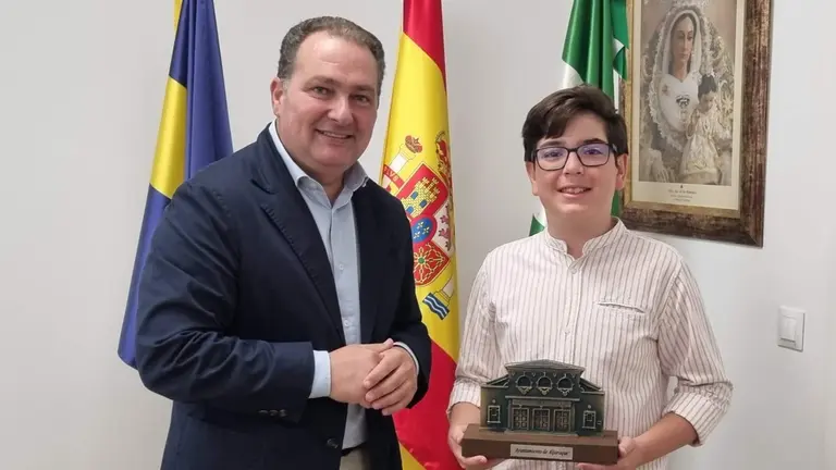 Recepción Rubén Franco en el Ayuntamiento de Aljaraque presidida por el alcalde, David Toscano