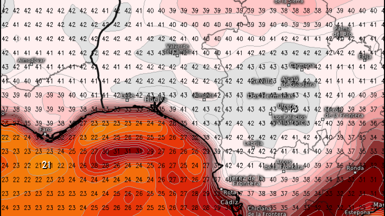 Mapa provincial con previsión de temperaturas