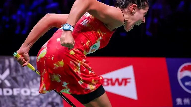 Carolina Marín tras meterse en semifinales.