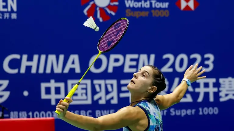 Carolina Marín en acción en China.