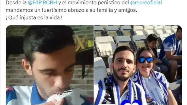 Captura de pantalla del pésame de las Peñas