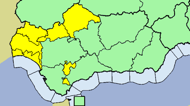 Huelva, en aviso amarillo por lluvias