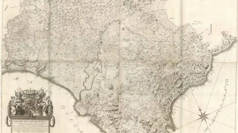 Un mapa que recoge la pertenencia de Huelva a Sevilla