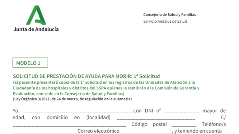 Captura de pantalla con el inicio del procedimiento (Foto: p&aacute;gina de Consejer&iacute;a de Salud)