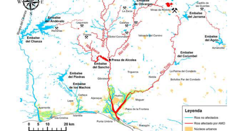 Mapa de cauces y cuencas de la provincia
