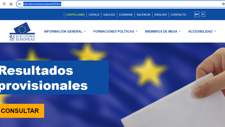 Captura de pantalla de la web desde donde puede seguir la jornada electoral europea