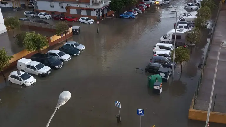 Calles inundadas en Huelva hace un año