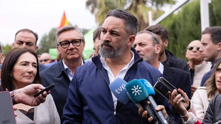 Abascal, líder de VOX, hoy en Huelva
