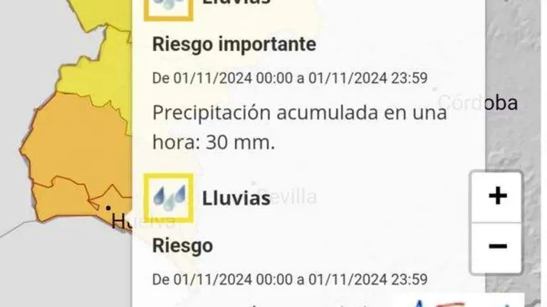 Aviso naranja desde esta noche en Huelva