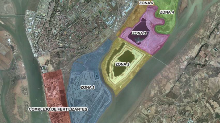 Delimitaci&oacute;n de Zonas de los fosfoyesos depositados por Fertiberia