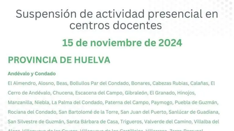 Suspensi&oacute;n Huelva viernes