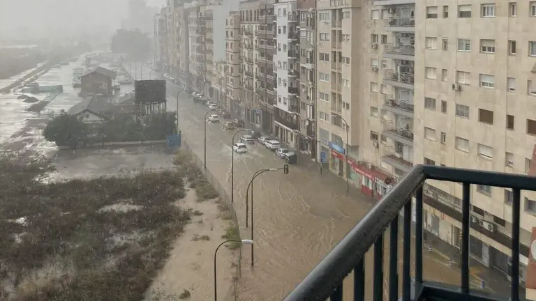 Centro de Huelva inundado recientemente por lluvias torrenciales
