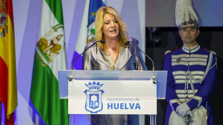 Pilar Miranda, alcaldesa de Huelva, en el discurso institucional