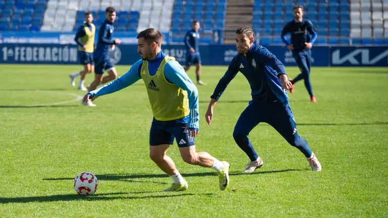 El Recreativo preparando hoy el partido contra el Hércules.