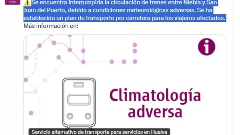 Captura de pantalla del anuncio de Renfe en RRSS