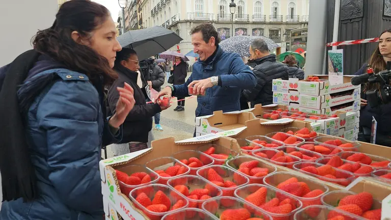 Reparto de fresas de Huelva en Madrid (UPA y Diputación de Huelva)