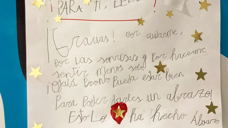 Mensaje dejado por Álvaro al equipo de pediatría. / Fotografía: Hospital Juan Ramon Jiménez.