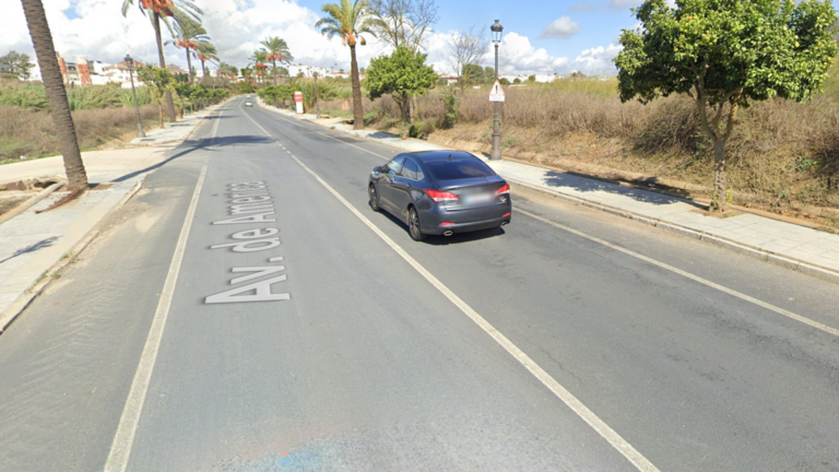 Lugar de la colisión en la Avenida de América de Moguer.