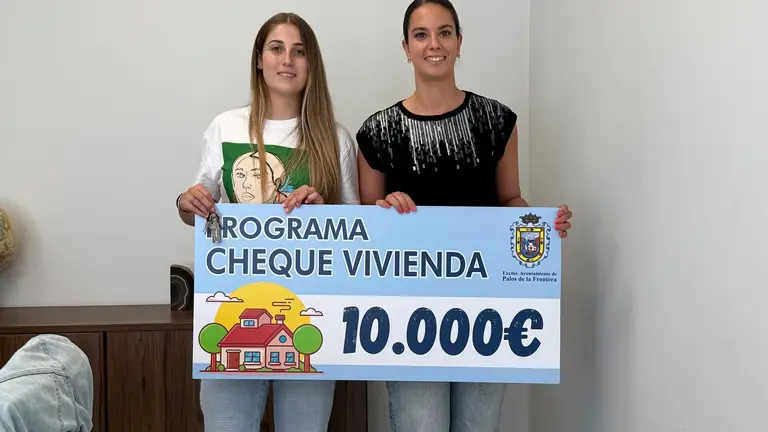Entrega del cheque en Palos de la Frontera.